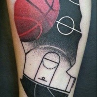 Surrealistischer Stil farbiges Basketball Schulter Tattoo
