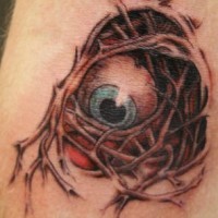 Tatuaggio 3D sulla schiena l'occhio