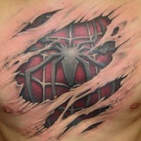 3d spider man tattoo on chest
