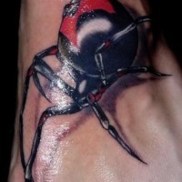 Super realistic black widow spider tattoo