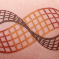 Realistic möbius strip coloured tattoo