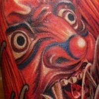 Oni japanischer Dämon farbiges Tattoo