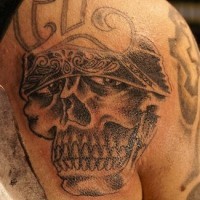 Tatuaje blanco y negro 3d Cráneo con ojos