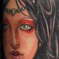 Beautiful girl face coloured tattoo