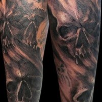 Schwarze Schädel 3D-Tattoo