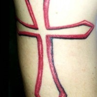 Red classic cross tattoo