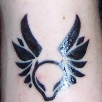 Alien with wings sign black tattoo