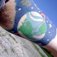 View on planet earth from space coloured tattoo