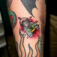 Alien fly tattoo