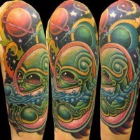 Alien world coloured tattoo