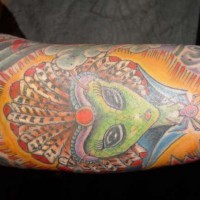 Tatuaje de color Extraterrestre indio verde