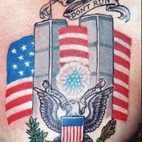 9.11 amerikanische Tragödie farbiges Tattoo