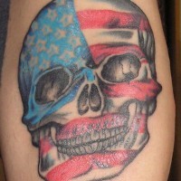 Skull with usa flag texture tattoo