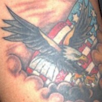 Eagle and usa flag in clouds tattoo