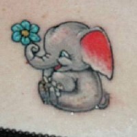 Dumbo elephant with flower tattoo