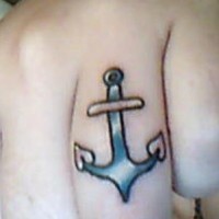 Coloured anchor tattoo on finger