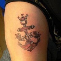 Old school anchor tattoo with hope word