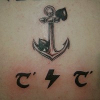 Anchor and spades with writings