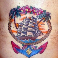 Cruise in sea coloured tattoo