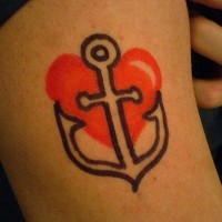 Anchor and heart simple tattoo