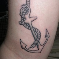 Classic anchor black and white tattoo