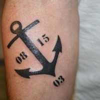 Navy anchor tattoo with time marks