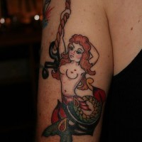 Sexy mermaid tattoo in colour