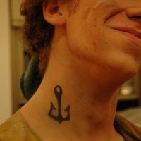 Little lame anchor tattoo on neck