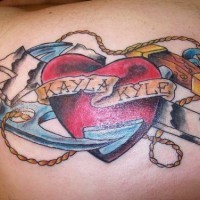 Tatuaggio ancora e cuore con 