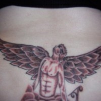 Red cyborg angel tattoo