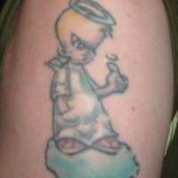 Cartoonisher Engel Junge Tattoo in Farbe