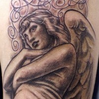 Le temps fuit tatouage inscription avec un ange