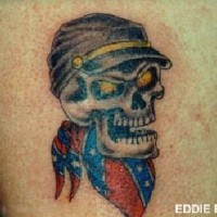 Skull with confederate flag  tattoo