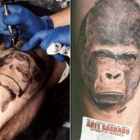 Tatuaggio super realistico la faccia di gorilla in corso
