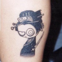 Ninja de dessin animé tatouage en style de Burton