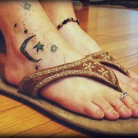 Moon and stars ankle tattoo