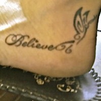 Believe as a butterfly ankle tattoo
