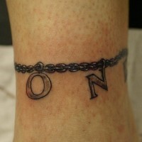 Bangle with letters ankle tattoo
