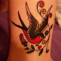 Swallow ankle tattoo