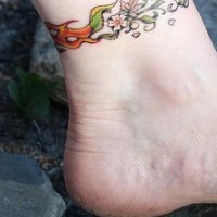 Flower bangle ankle tattoo