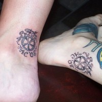 Tattoo von zwei Rädern in der Knöchelgegend