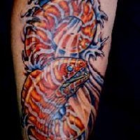 Gran tatuaje el monstruo del mar en color