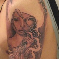 Eastern woman  arm tattoo