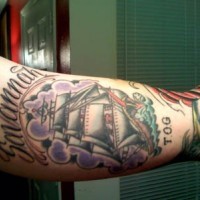 Savannah ship arm tattoo