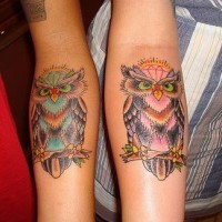 Owls arm tattoo
