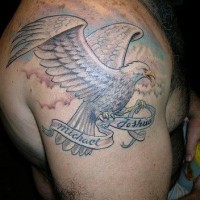 Eagle arm tattoo on shoulder