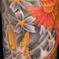 Close view koi sleeve tattoo