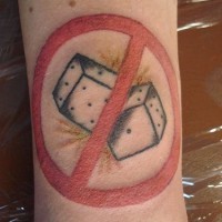 Play dominoes is not allowed arm tattoo