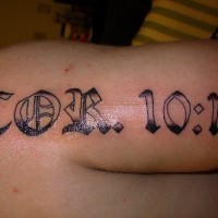 Name and time arm tattoo