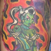 Temptress with a drink arm tattoo